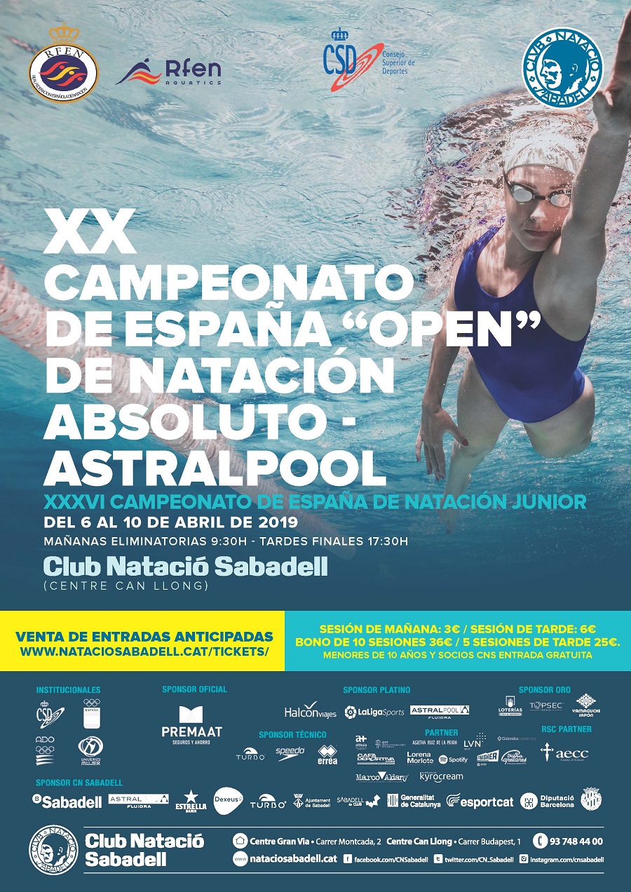 XX CTO. DE ESPAÑA "OPEN" DE NATACIÓN ABSOLUTO P50 – ASTRALPOOL y XXXVI CTO. DE ESPAÑA DE NATACION JUNIOR P50