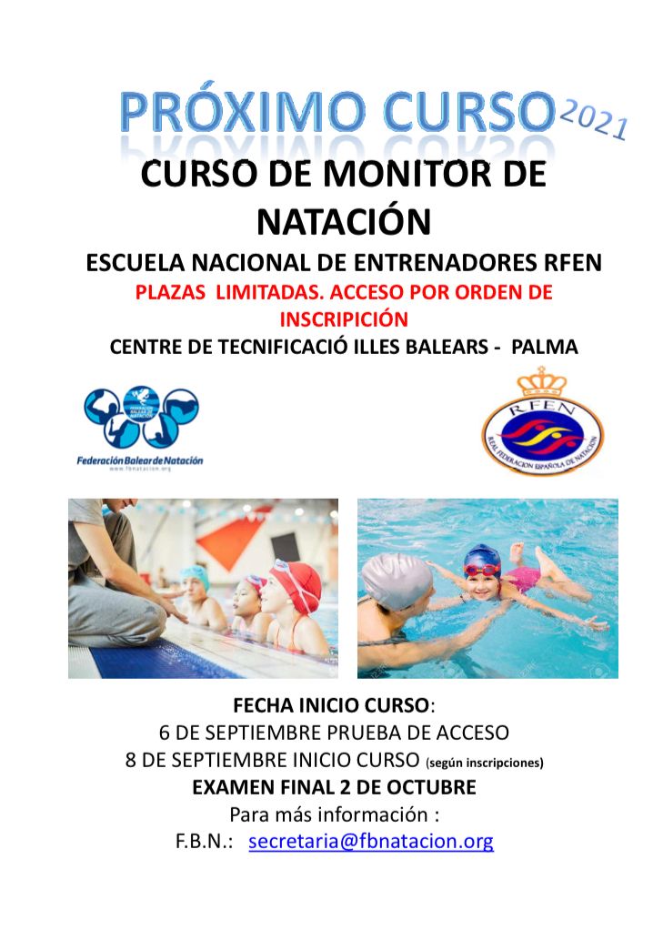 CONVOCATORIA CURSO MONITOR NATACIÓN 09/2021