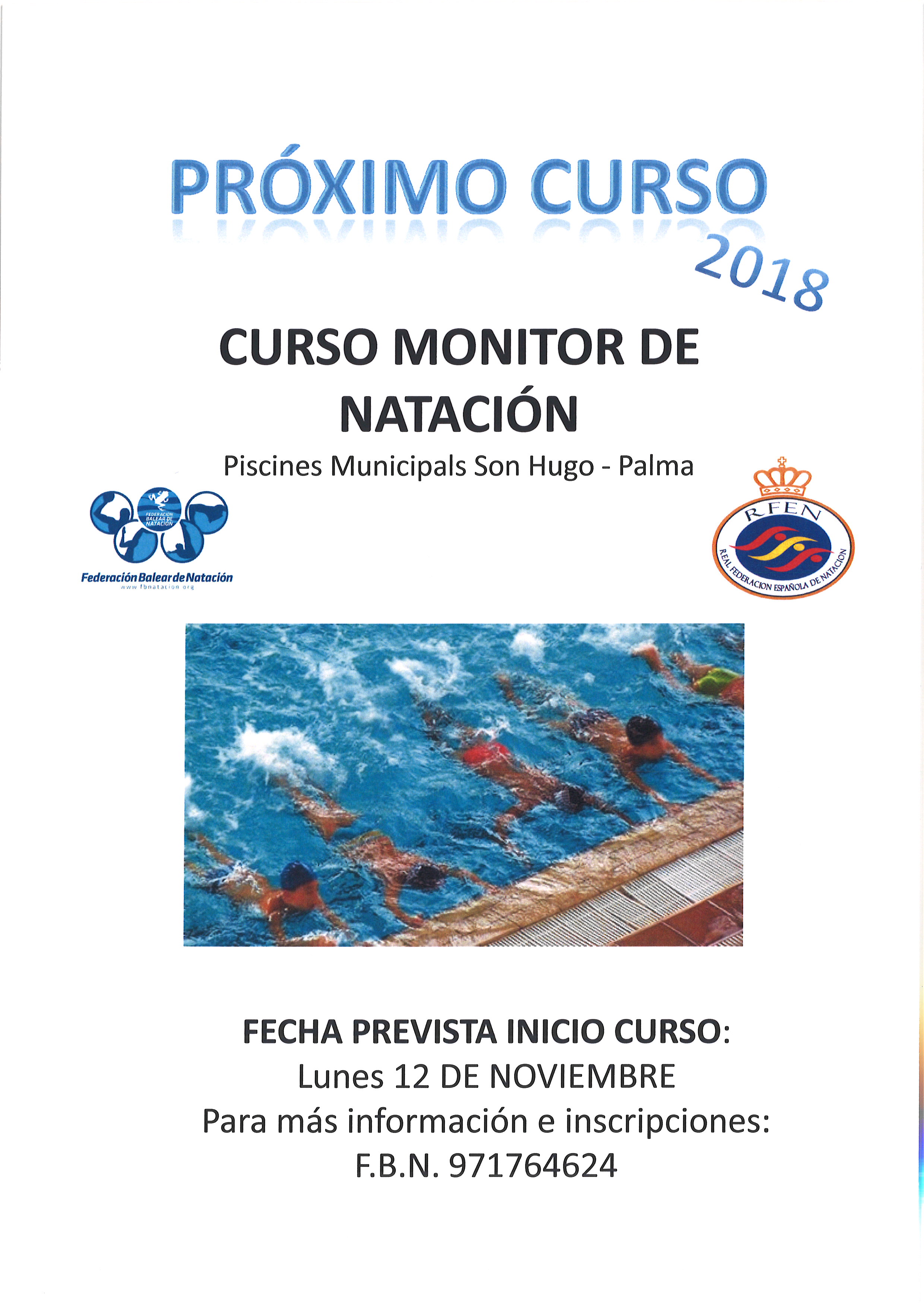 APLAZADO: NUEVO CURSO DE MONITOR NACIONAL DE NATACIÓN