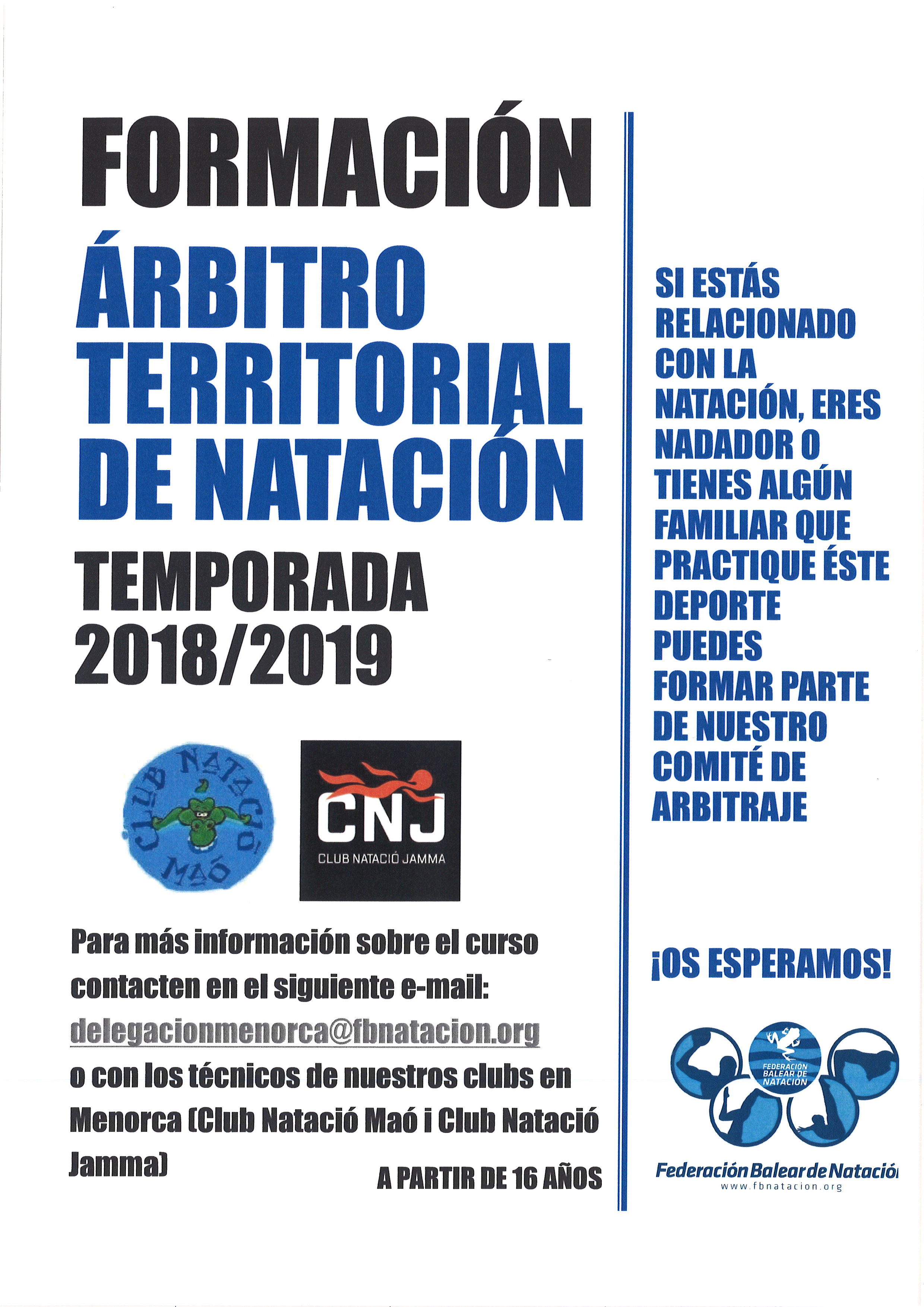 CURSO DE JUEZ TERRITORIAL DE NATACIÓN EN MENORCA