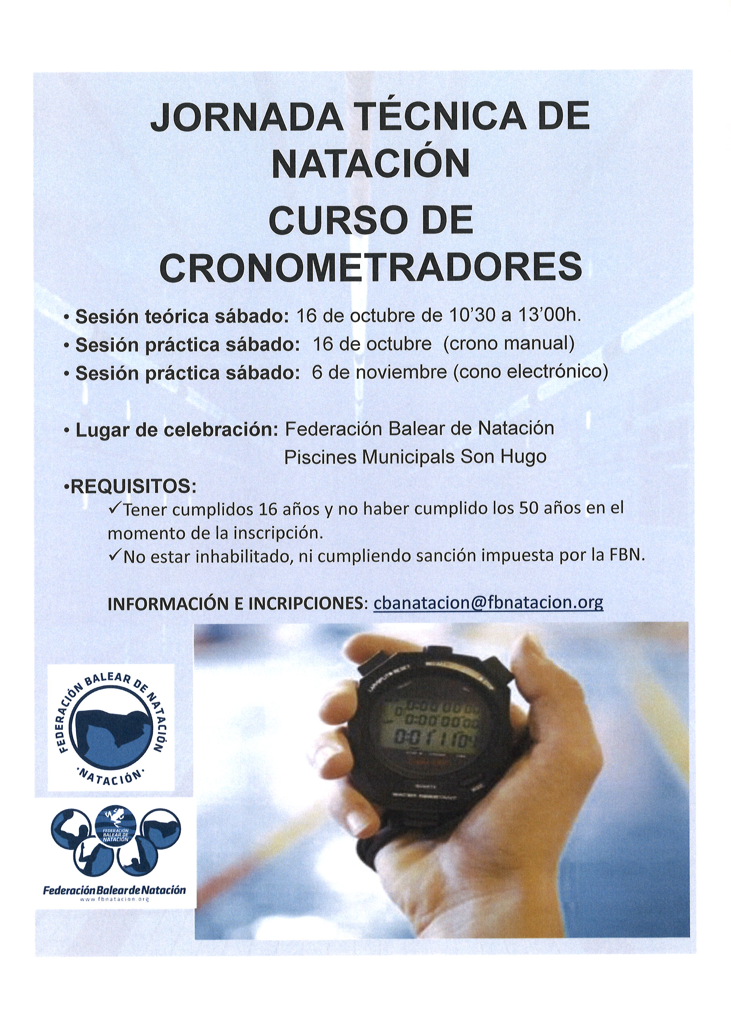 JORNADA TÉCNICA DE FORMACIÓN: CURSO DE CRONOMETRADORES 