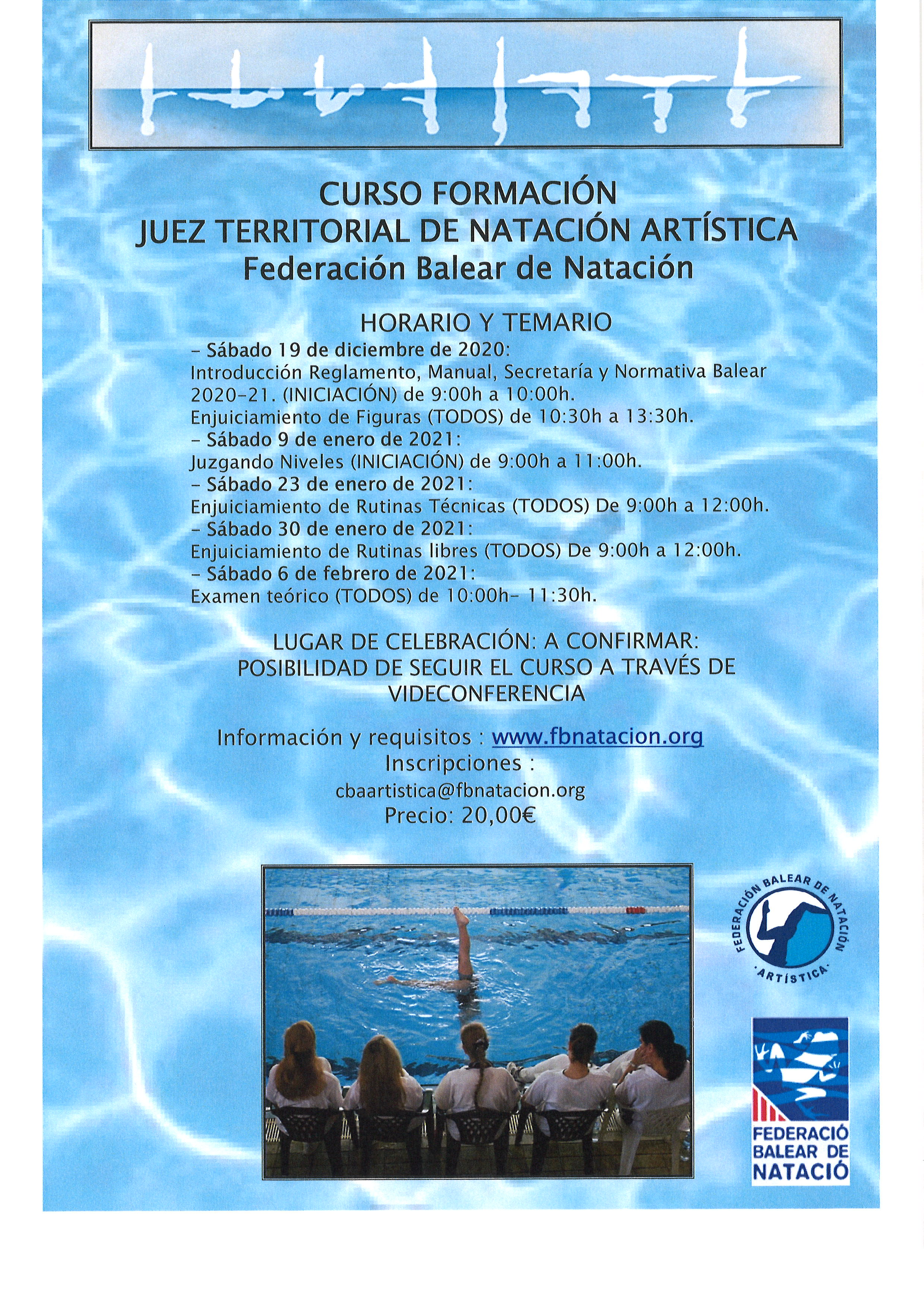 ​CURSO DE ÁRBITROS TERRITORIALES Y RECICLAJE DE NATACIÓN ARTÍSTICA DE LA FEDERACIÓN BALEAR DE NATACIÓN 2020-2021